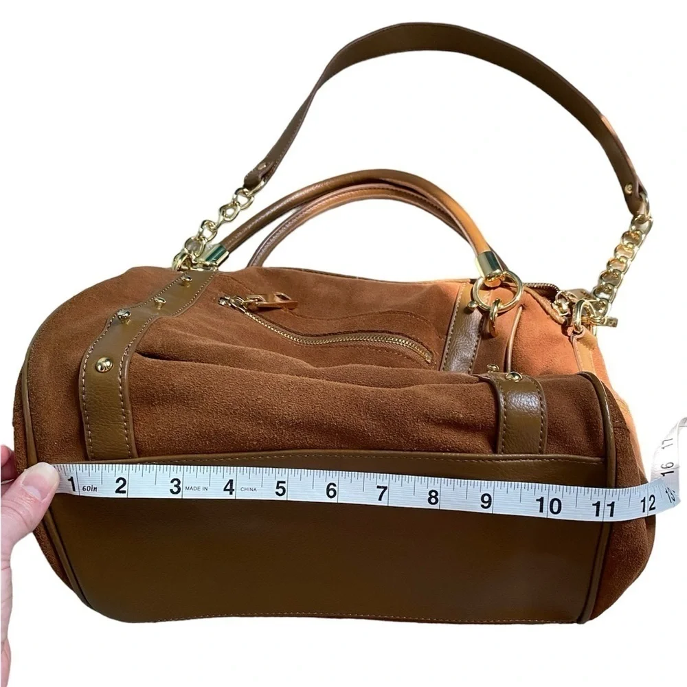 Audrey Brooke New Brown Suede Leather Gold Metal Slouchy Hobo Shoulder Handbag